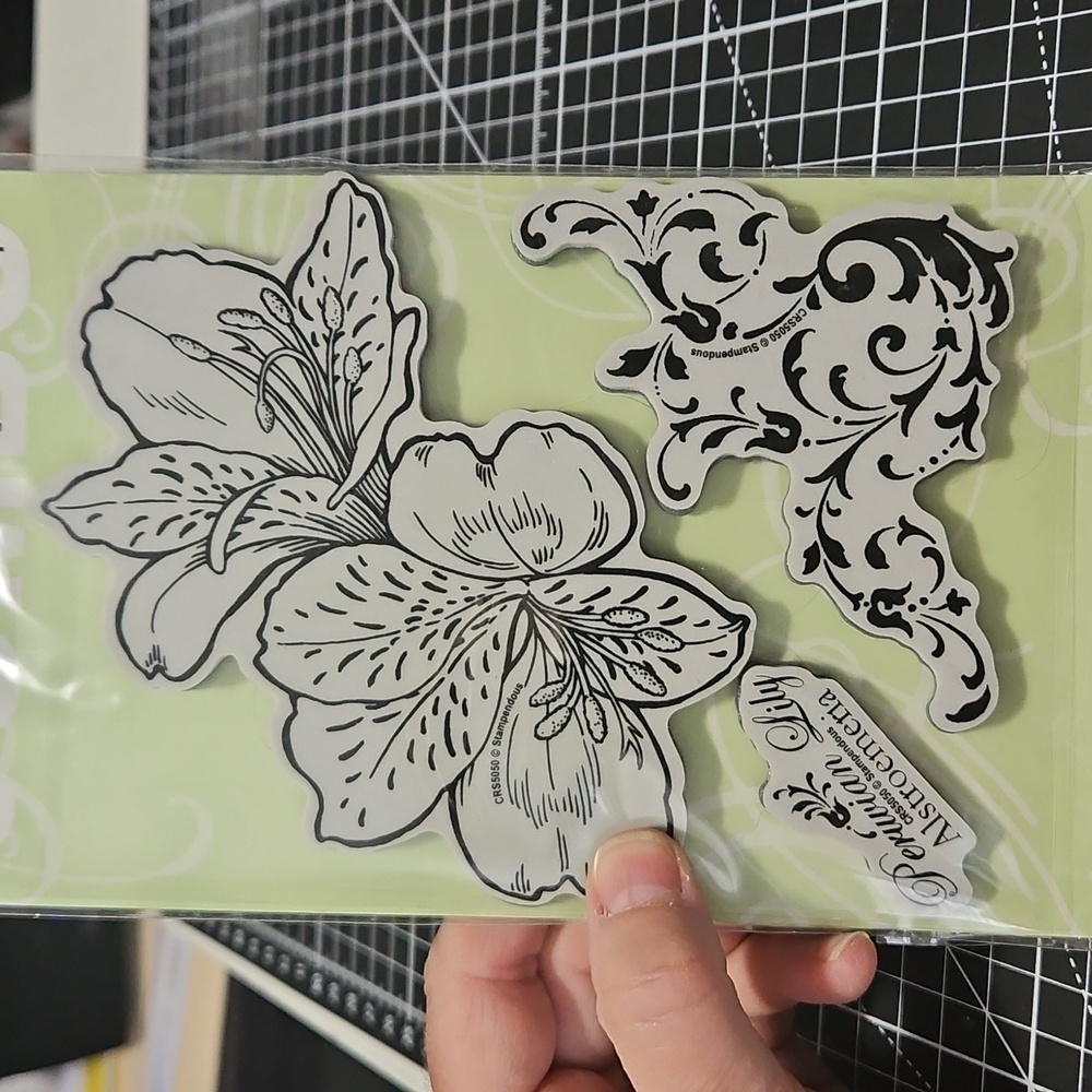 GIANT PERUVIAN LILY Alstroemeria Stampendous Rubber Stamps with free template. - Picture 4 of 5